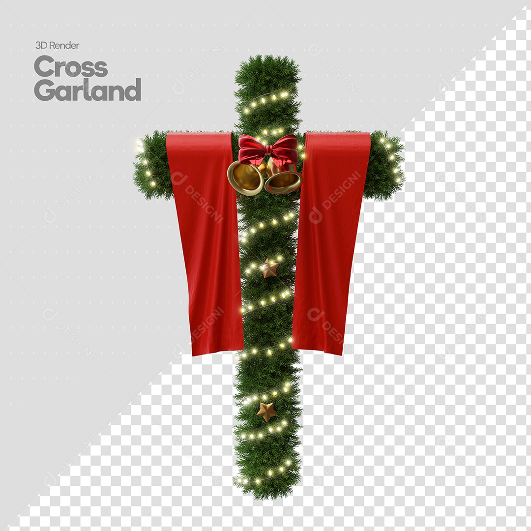 Enfeite de Natal Cruz Elemento 3D PSD