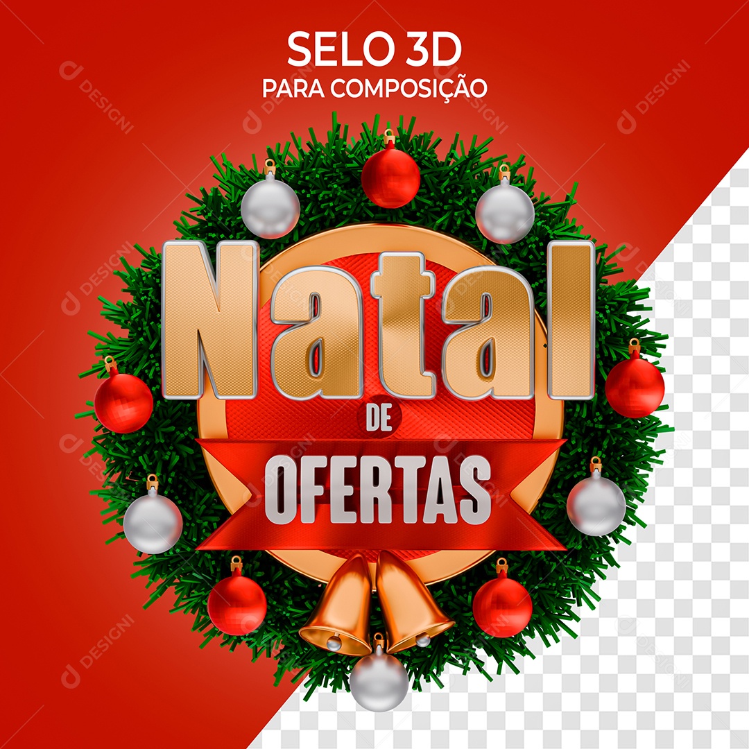 Natal de Ofertas Selo 3D para Composição PSD