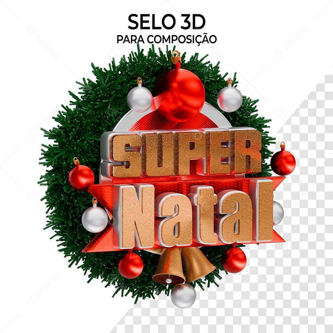 Super Natal Selo 3D para Composição PSD