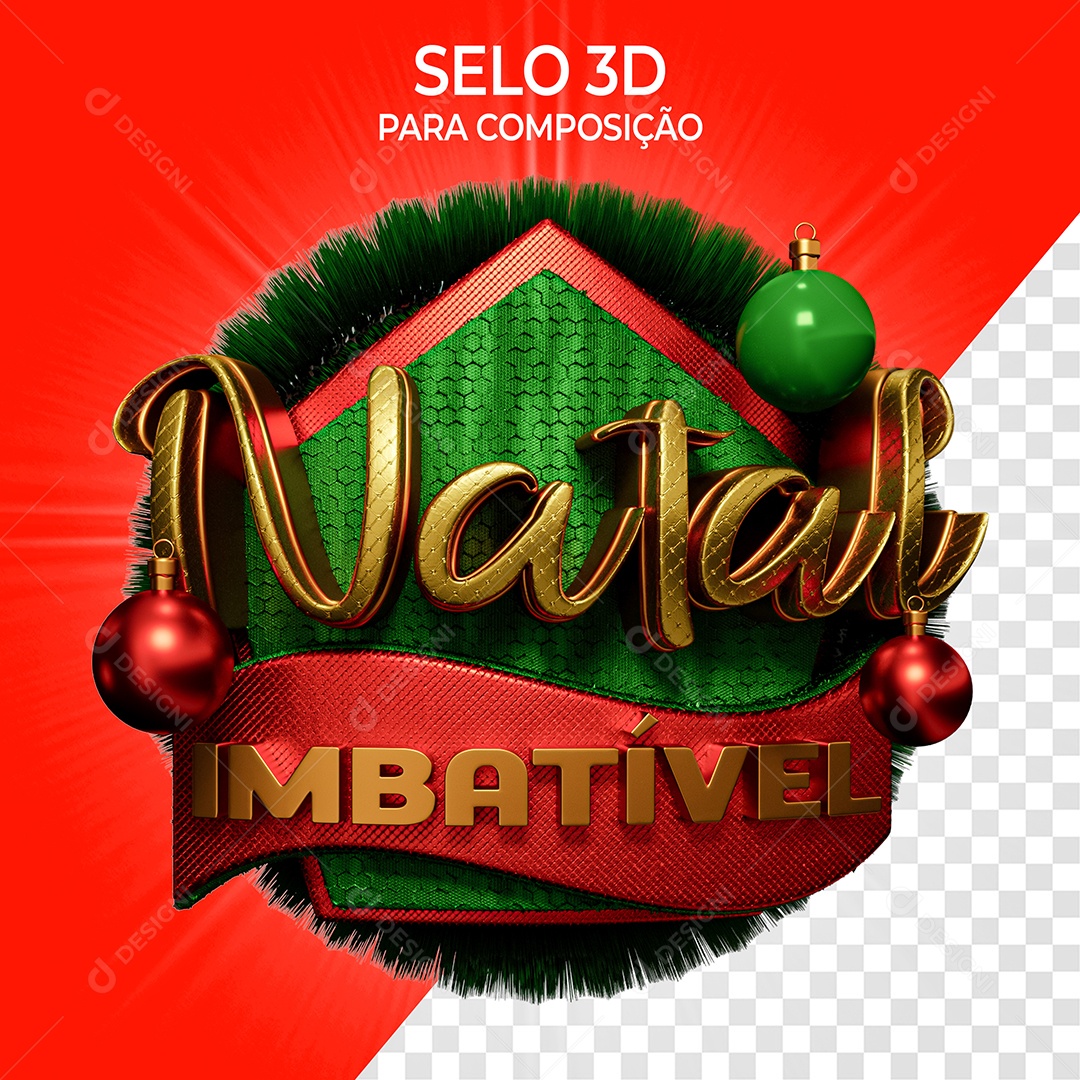 Selo 3D Natal Imbatível para Composição PSD