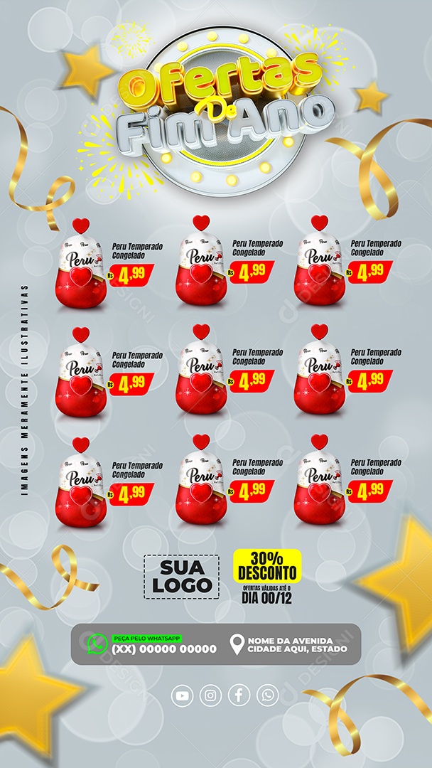 Ofertas Fim de Ano Social Media PSD Editável