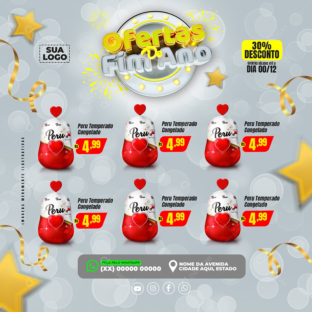 Ofertas Fim de Ano Social Media PSD Editável