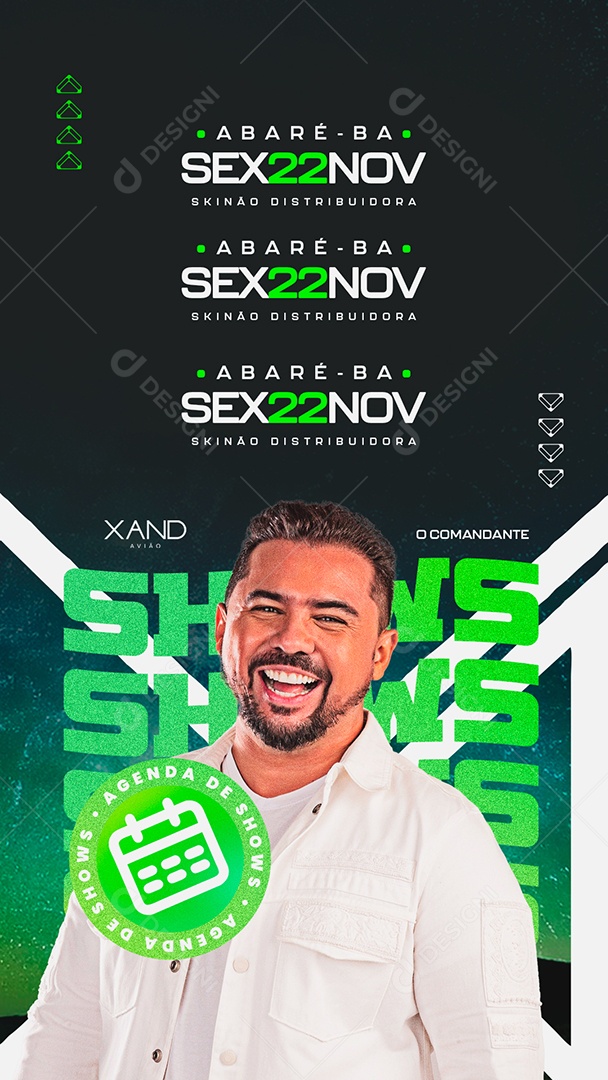 Story Flyer Agenda Show Xand Avião Social Media PSD Editável