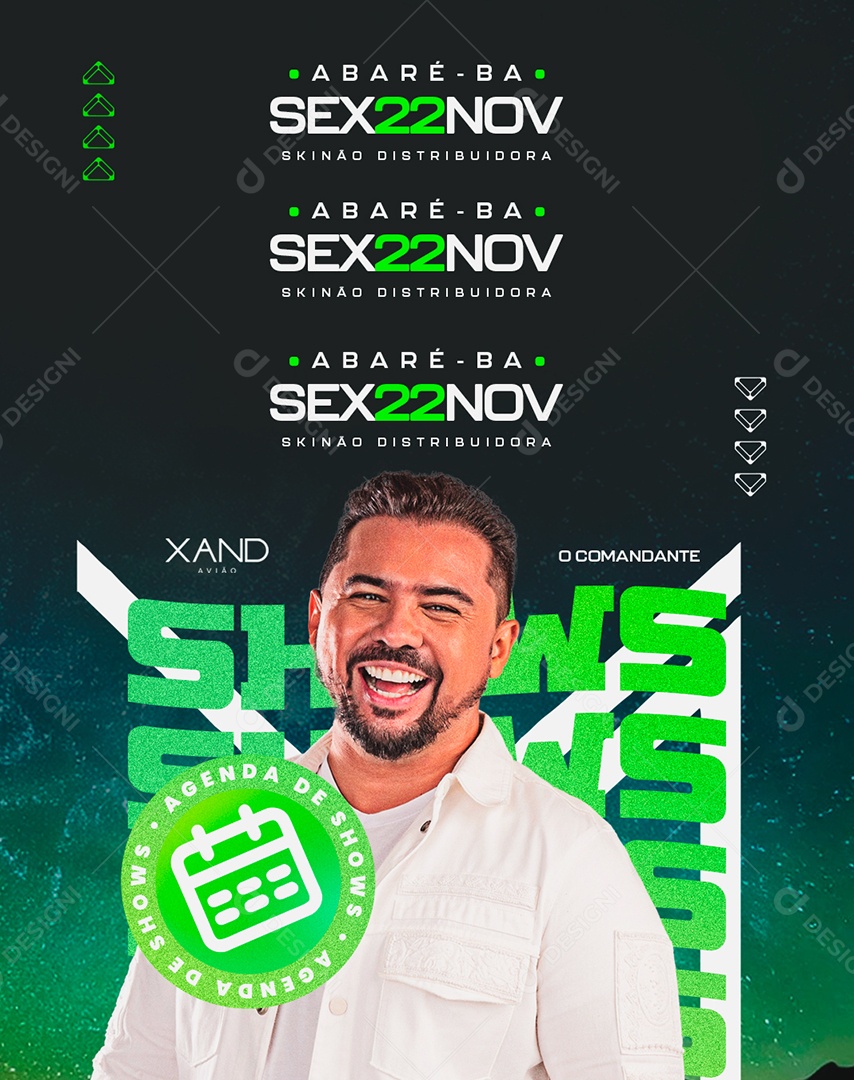 Flyer Agenda Show Xand Avião Social Media PSD Editável