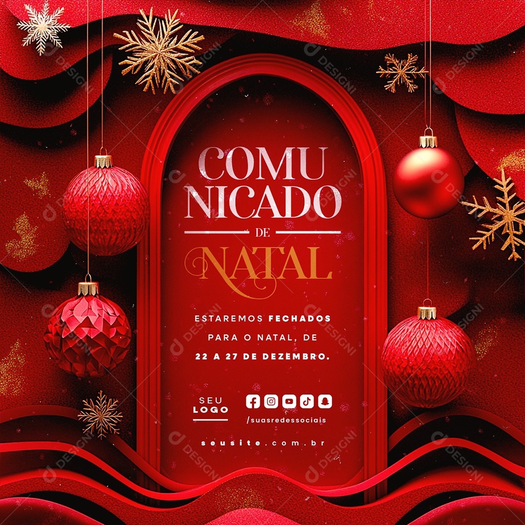Comunicado De Natal Social Media PSD Editável
