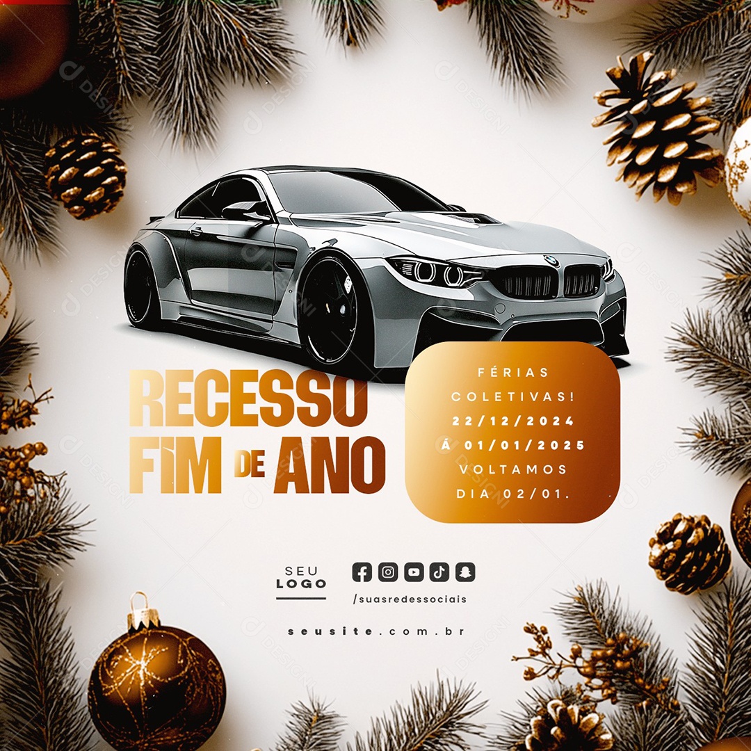 Recesso Fim de Ano Concessionária Social Media PSD Editável