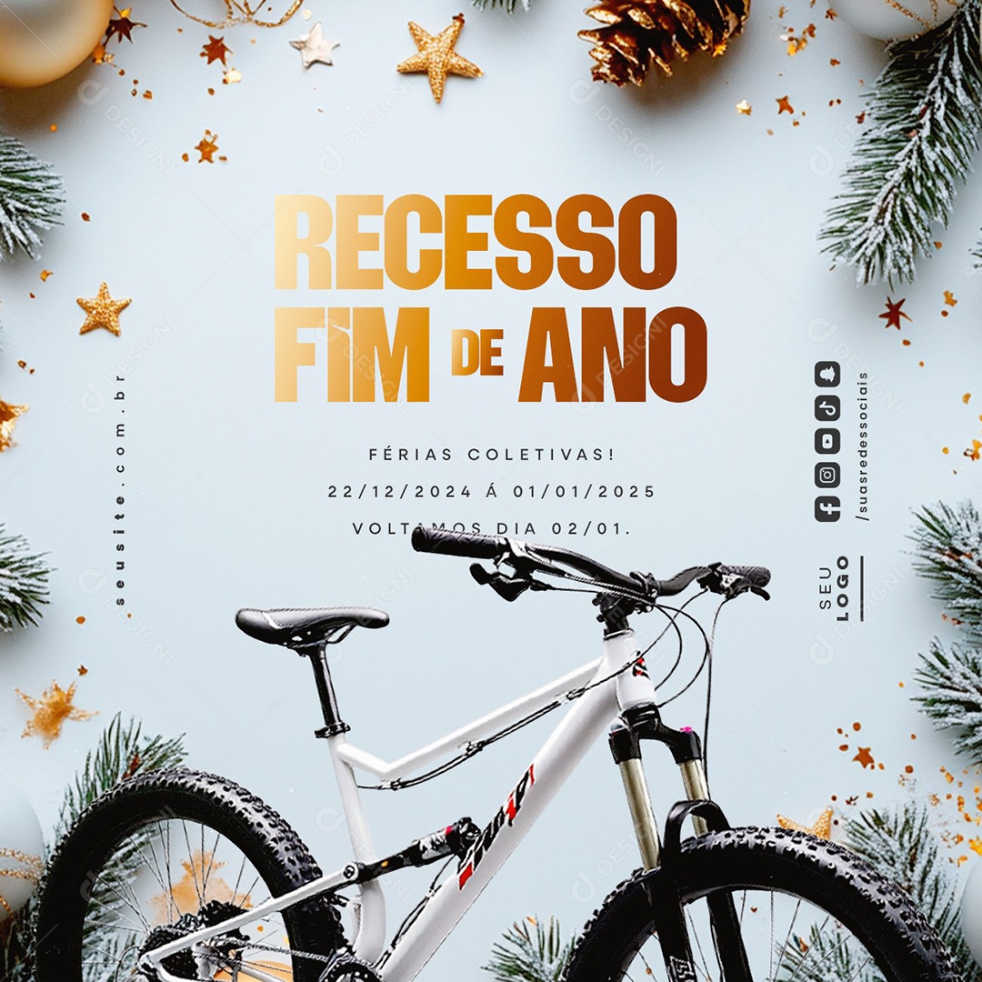 Recesso Fim de Ano BIcicletaria Social Media PSD Editável