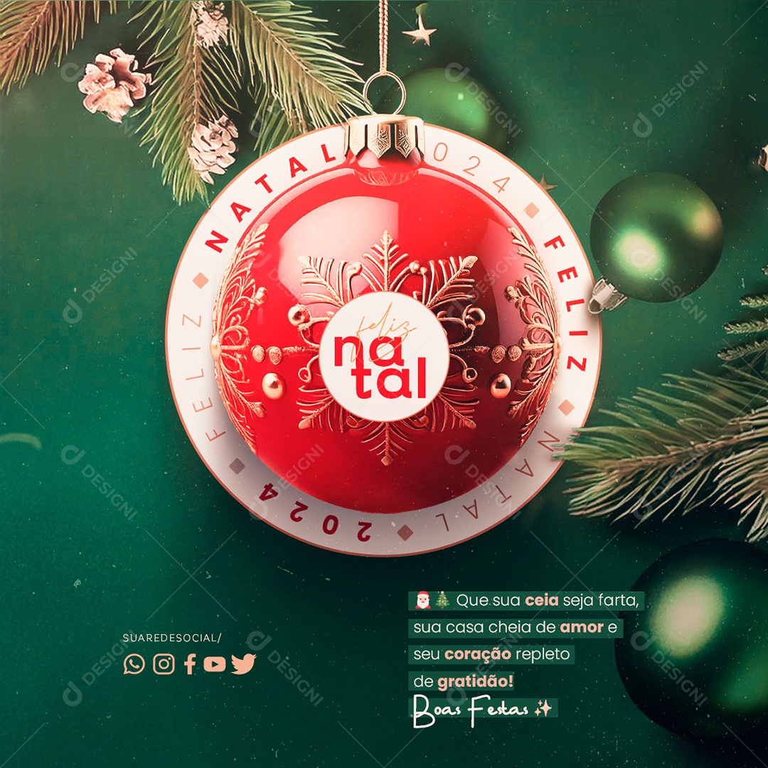 Social Media Feliz Natal 25 de Dezembro  PSD Editável