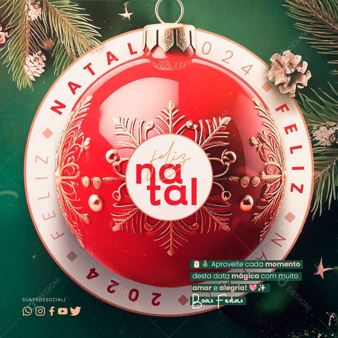 Social Media Feliz Natal 25 de Dezembro  PSD Editável