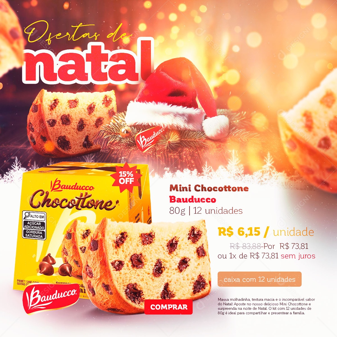 Supermercado Mine Chocottone Social Media PSD Editável