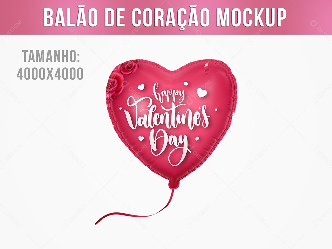Balão de Coração Mockup PSD Editável