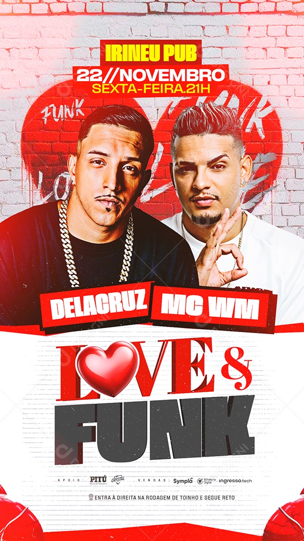 Story Flyer Agenda Shows Funk Love Social Media PSD Editável