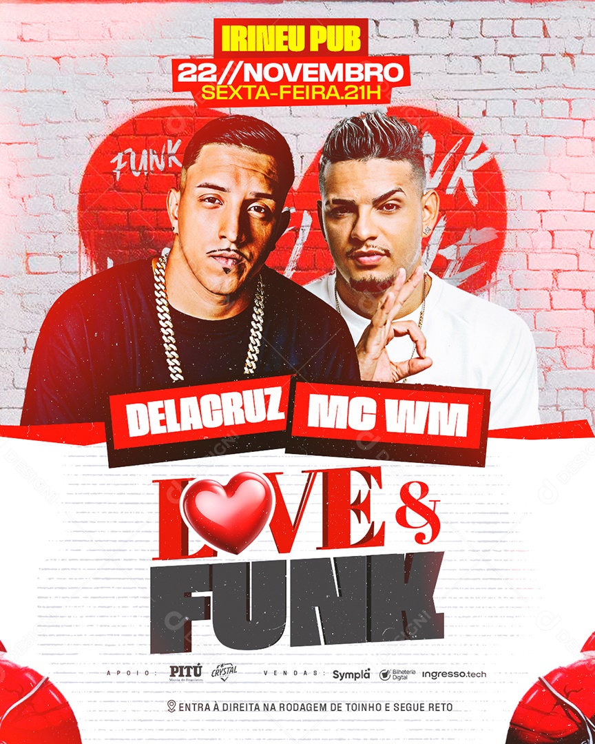 Flyer Agenda Shows Funk Love Social Media PSD Editável