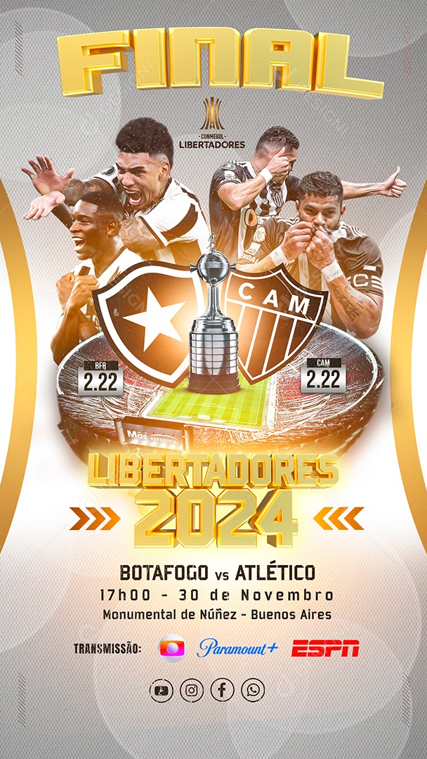 Story Flyer Atlético X Botafogo Libertadores Social Media PSD Editável