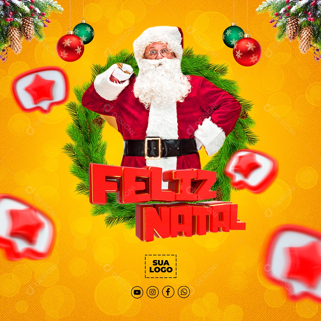 Feliz Natal 25 de Dezembro Social Media PSD Editável