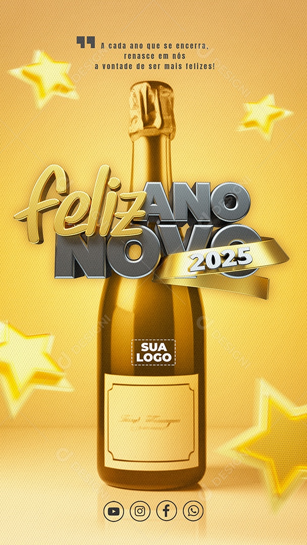 Feliz Ano Novo 01 de Janeiro Muita Saúde Paz Social Media PSD Editável