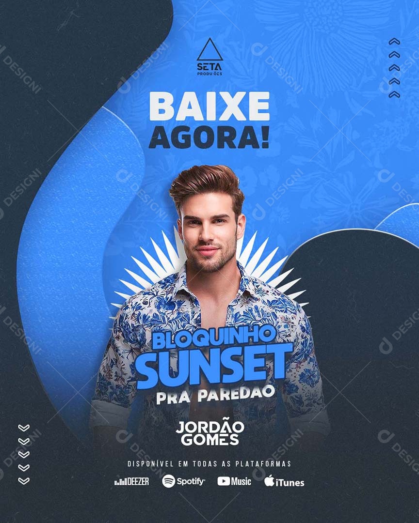 Flyer Baixe Agora Bloquinho Sunset Feed Social Media PSD Editável
