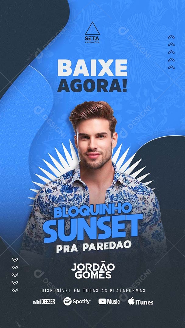 Flyer Baixe Agora Bloquinho Sunset Story Social Media PSD Editável
