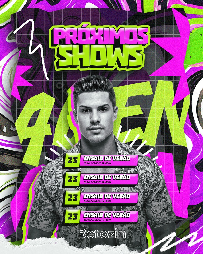 Próximos Shows Agenda Verão Feed Social Media PSD Editável