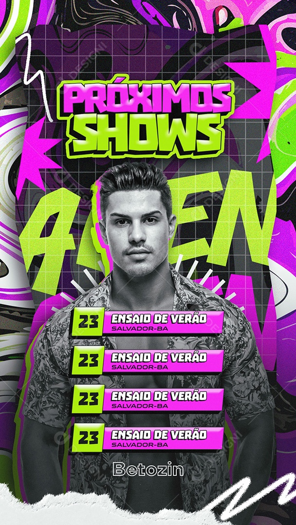 Próximos Shows Agenda Verão Story Social Media PSD Editável