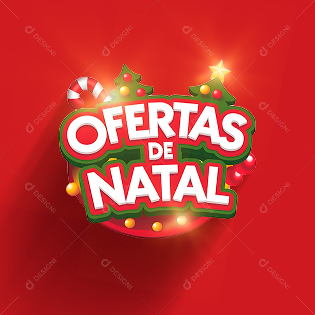 Selo 3D Ofertas de Natal Composição PSD