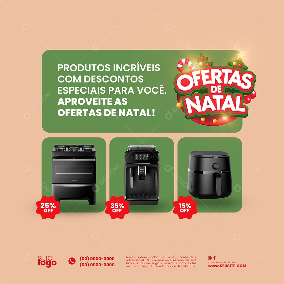 Loja Eletrodomésticos Ofertas de Natal Social Media PSD Editável