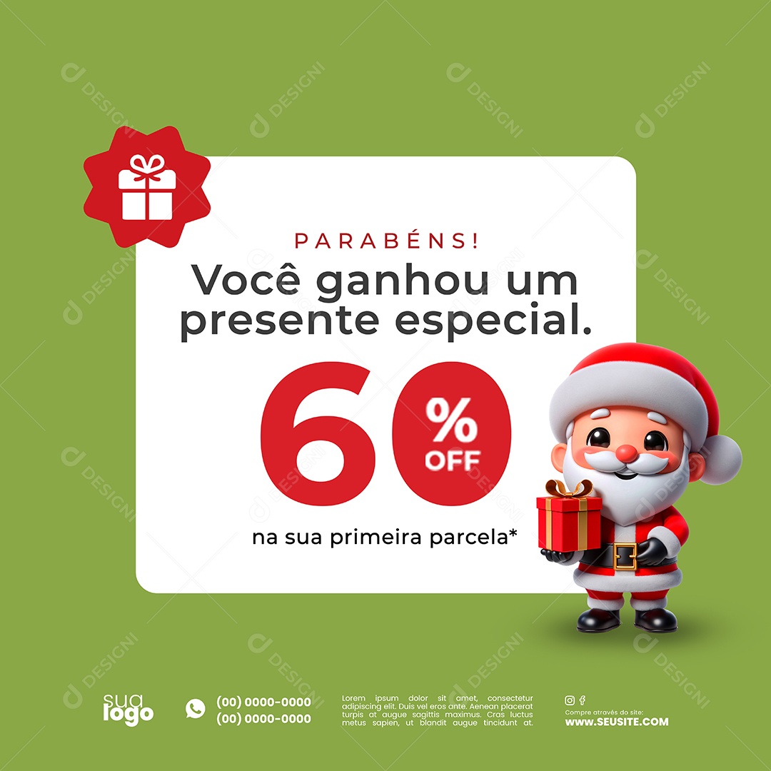 Loja Você Ganhou Um Presente Especial 60% OFF Social Media PSD Editável