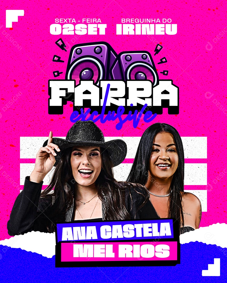 Flyer Agenda Show Farra Exclusive Social Media PSD Editável