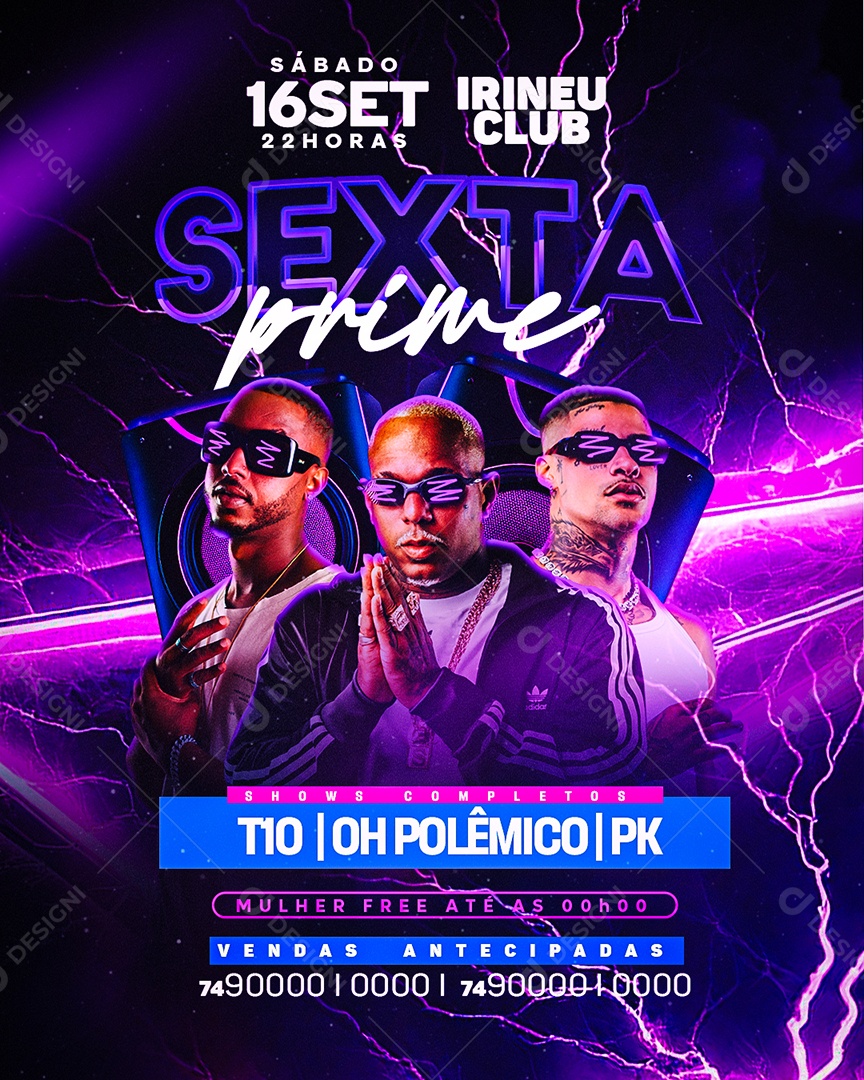 Flyer Agenda Show Sexta Prime Social Media PSD Editável
