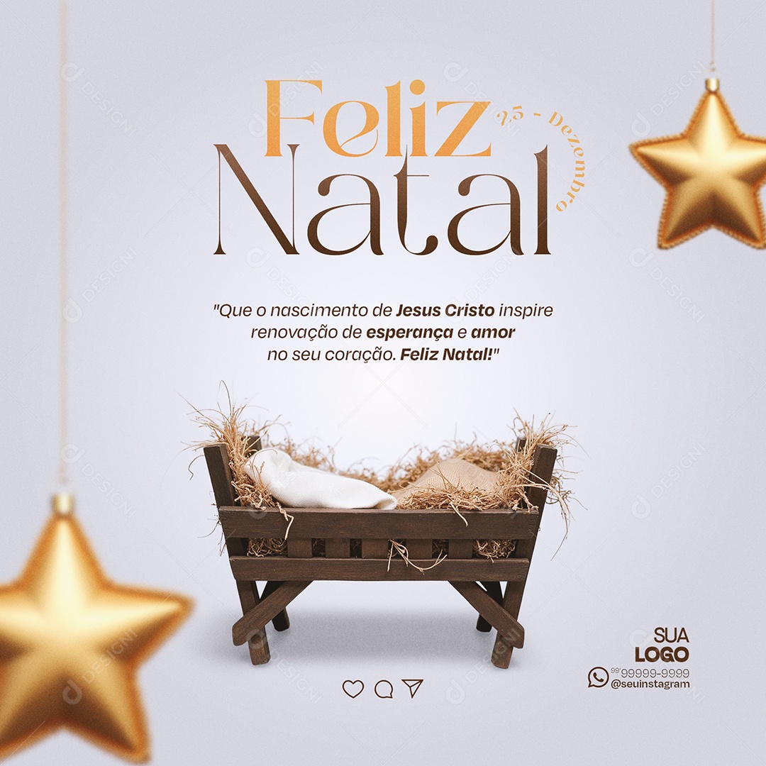 Feliz Natal 25 de Dezembro Social Media PSD Editável