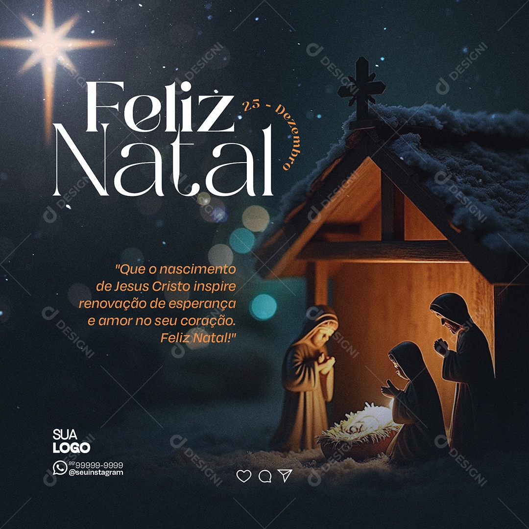 Feliz Natal 25 de Dezembro Social Media PSD Editável