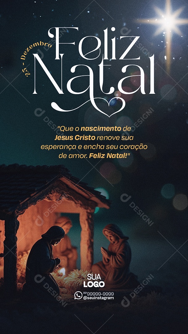 Story Feliz Natal 25 de Dezembro Social Media PSD Editável