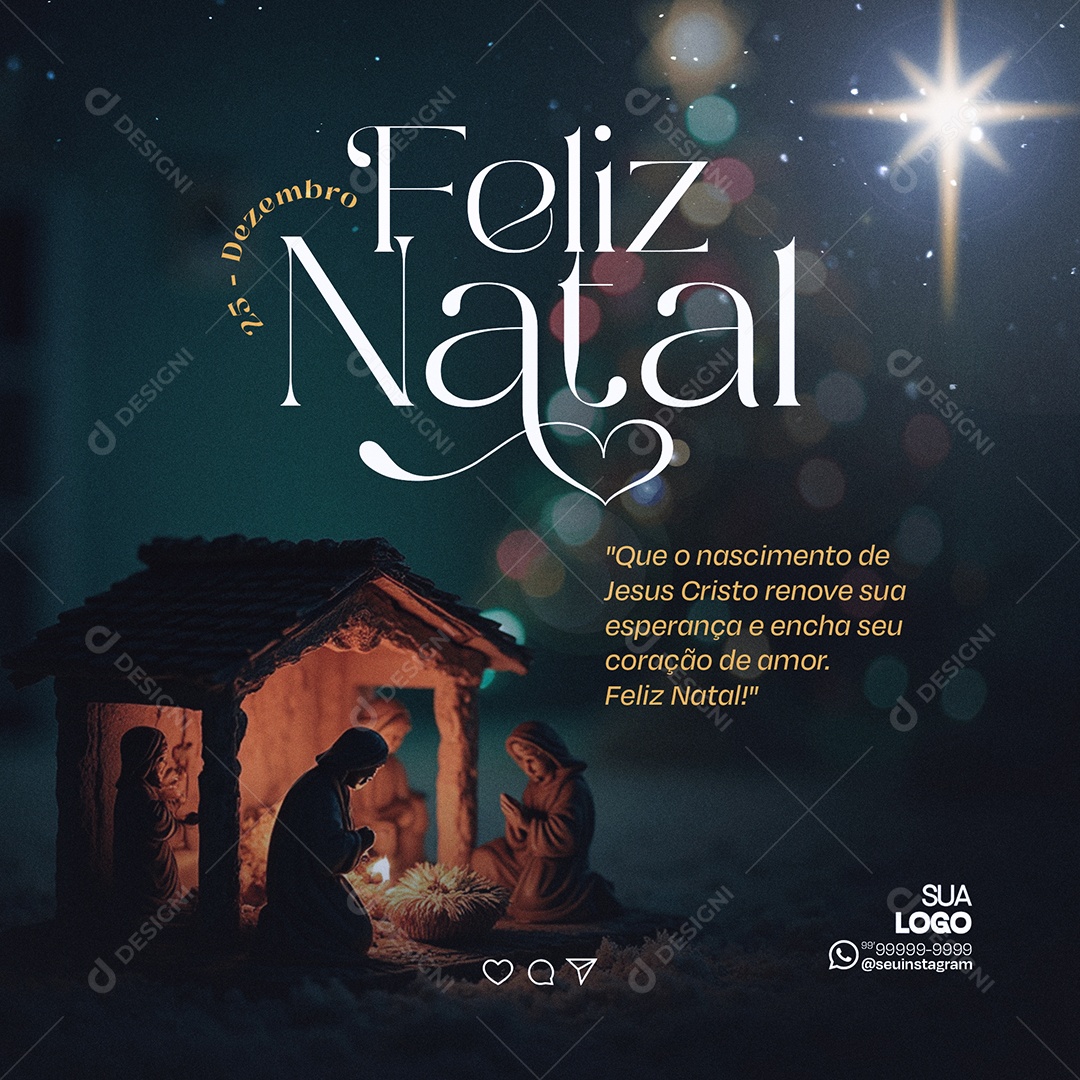Feliz Natal 25 de Dezembro Social Media PSD Editável