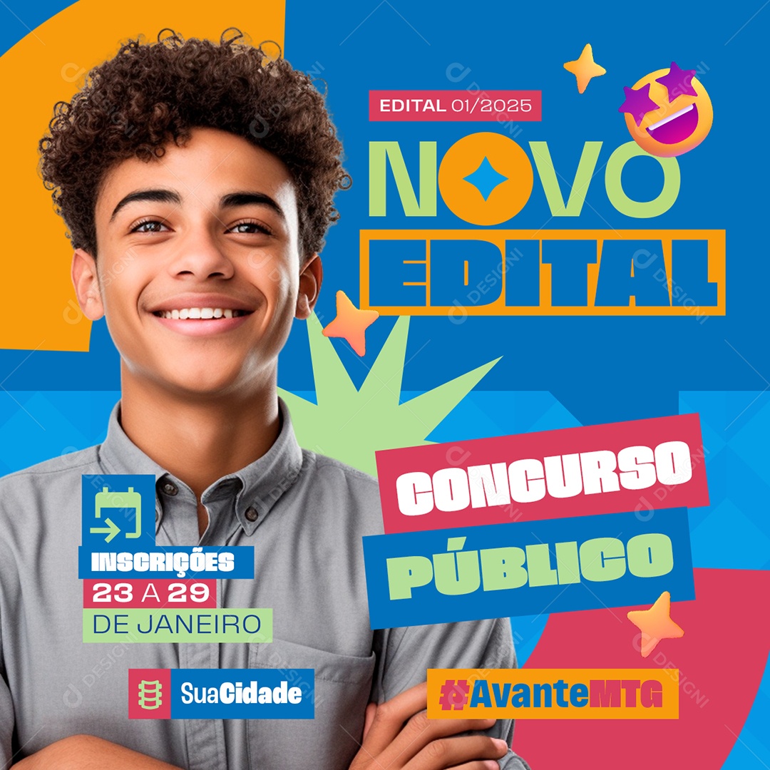 Concurso Público Novo Edital Inscrições Social Media PSD Editável