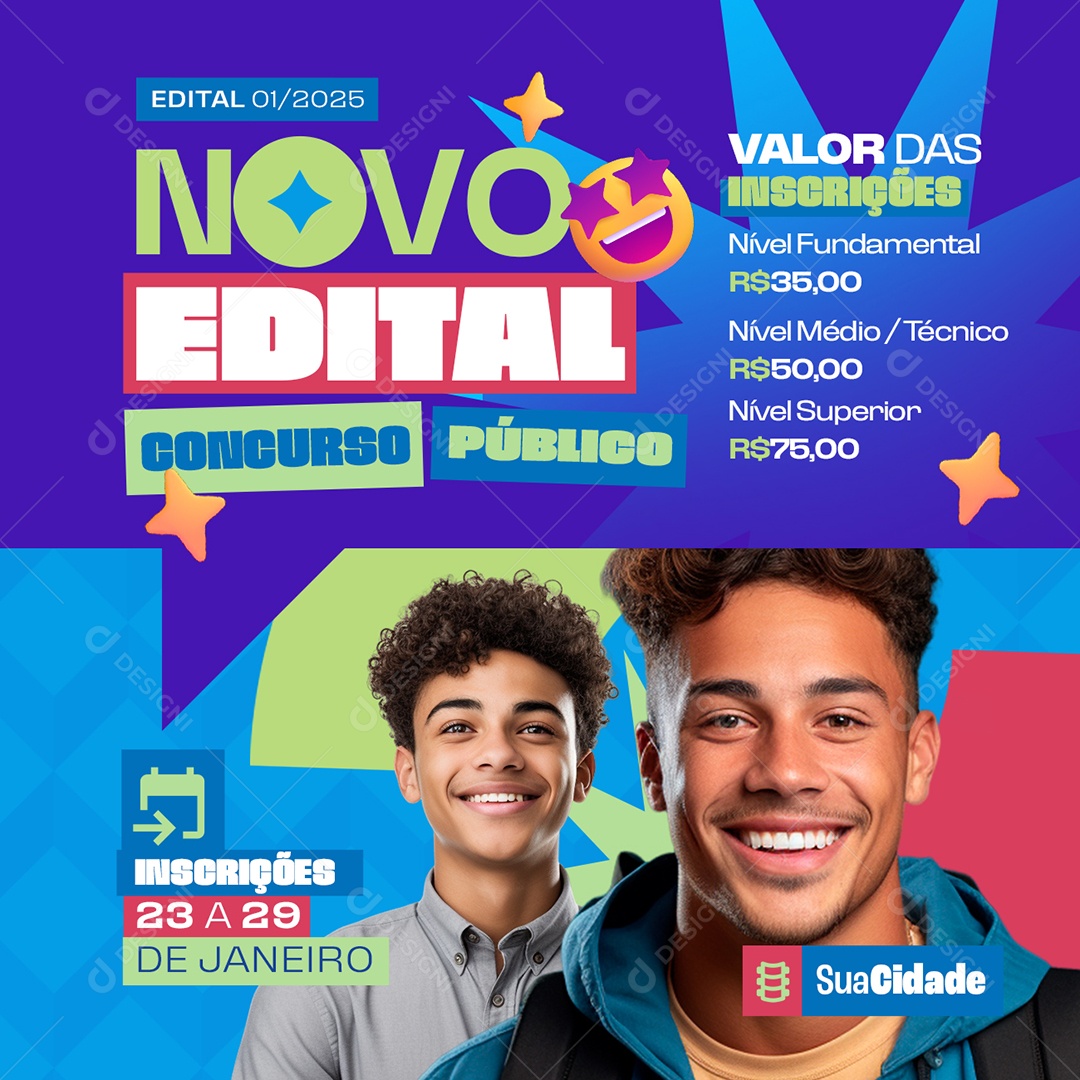 Concurso Público Valor Das Inscrições Social Media PSD Editável