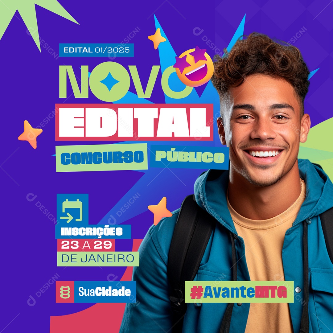 Concurso Público Inscrições de Janeiro Social Media PSD Editável