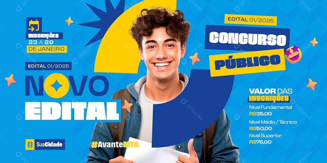 Carrossel Concurso Público Novo Edital Social Media PSD Editável