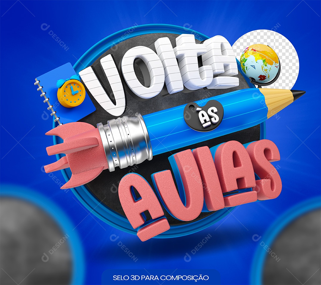 Selo 3D Ofertas Escolares Branco e Vermelho para Composição PSD