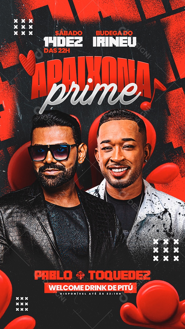 Flyer Agenda Show Apaixona Prime Social Media PSD Editável