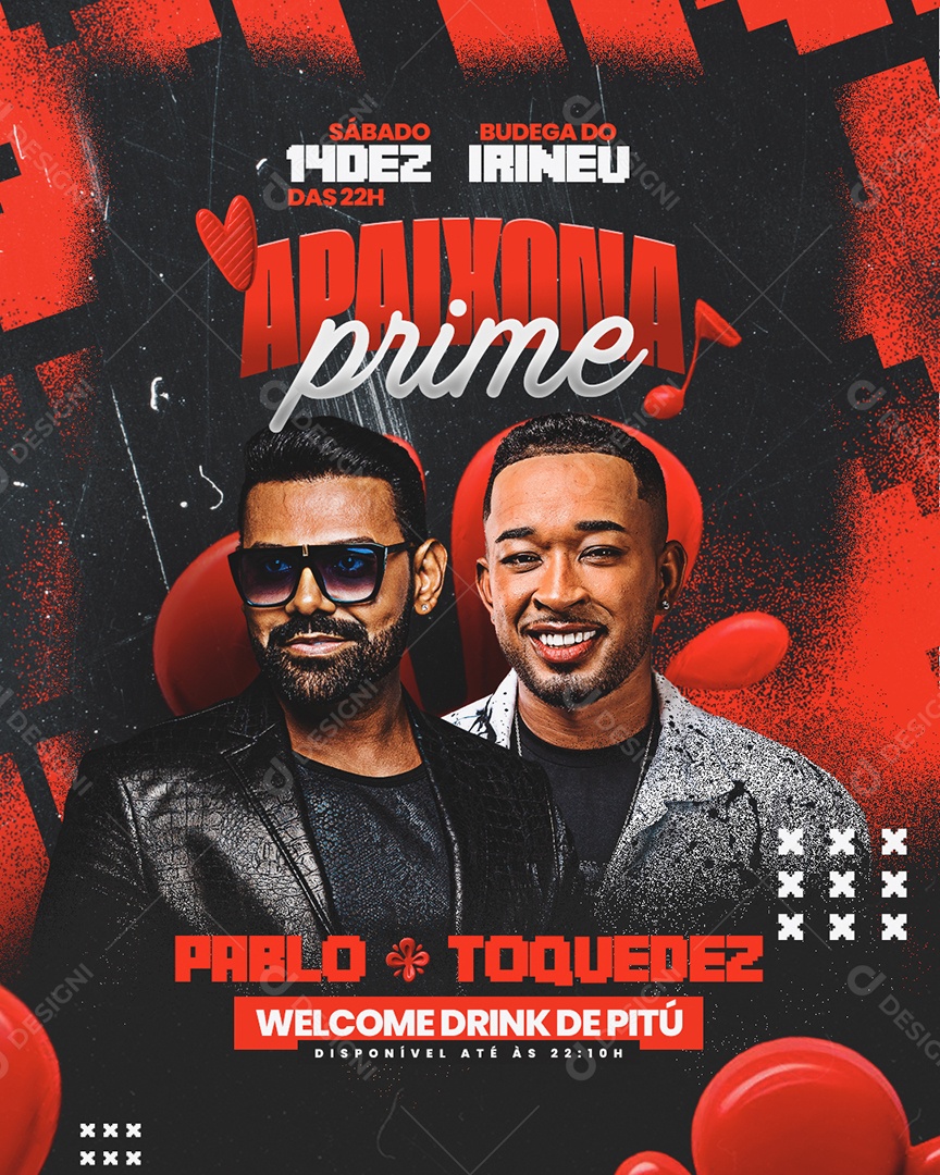 Flyer Agenda Show Apaixona Prime Social Media PSD Editável