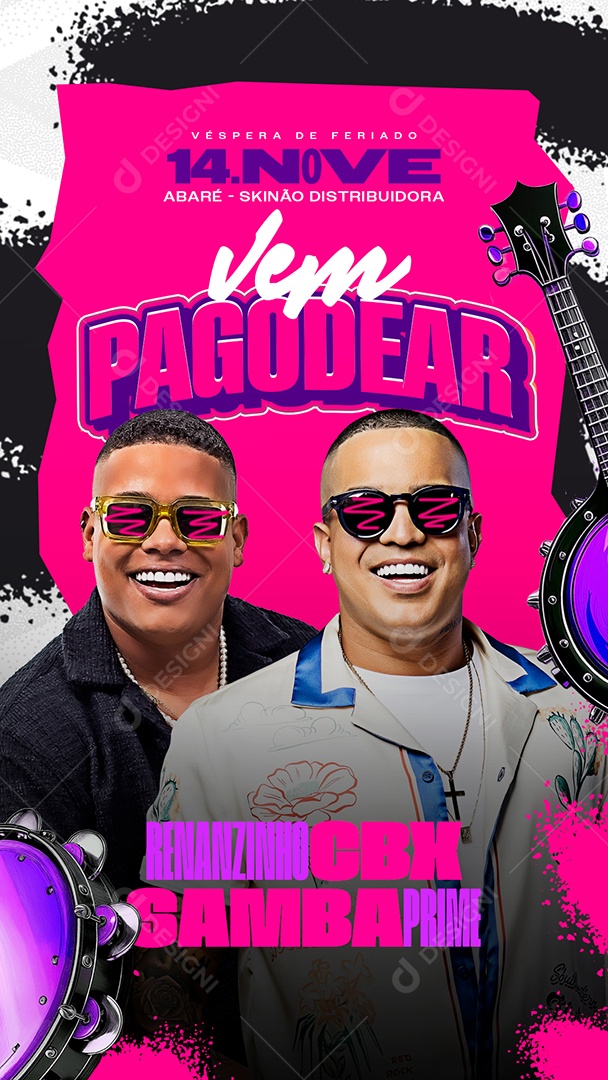 Story Flyer Agenda Show Vem Pagodear Social Media PSD Editável