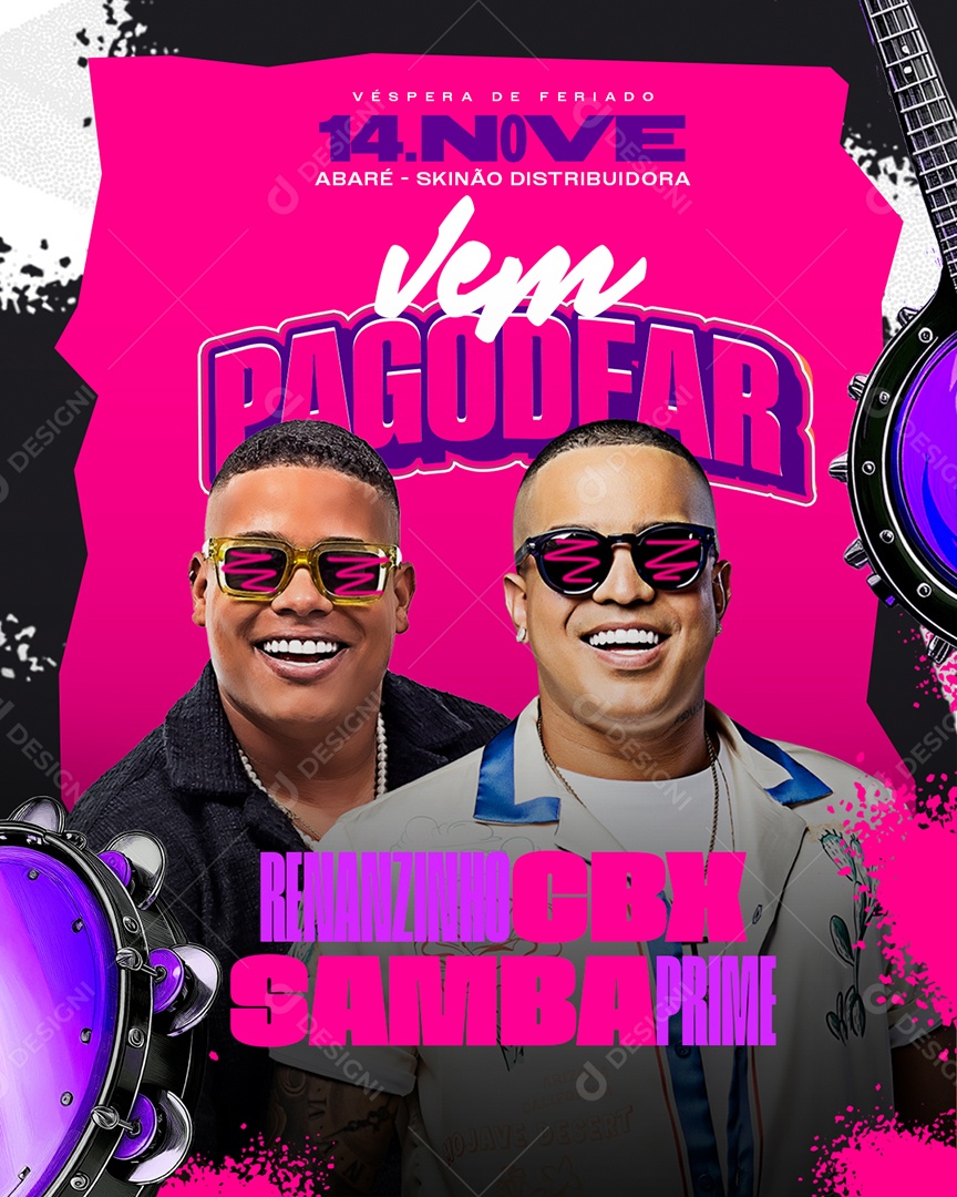 Flyer Agenda Show Vem Pagodear Social Media PSD Editável