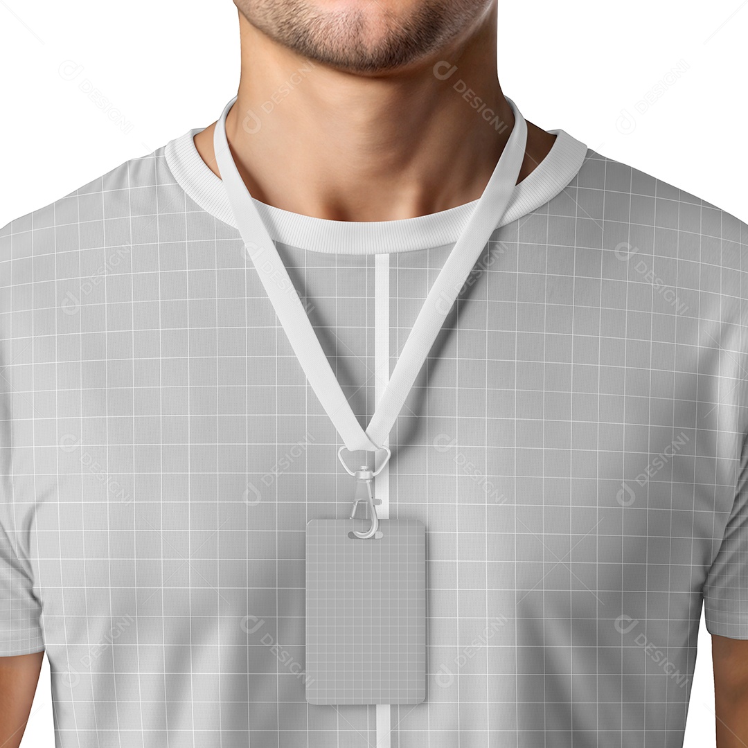Crachá Com Camiseta Mockup PSD Editável
