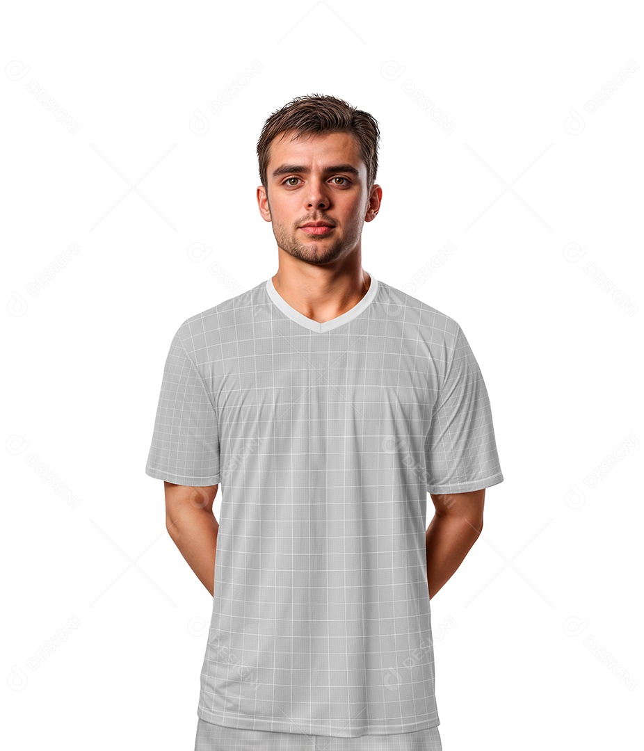 Homem Com Camiseta Mockup PSD Editável