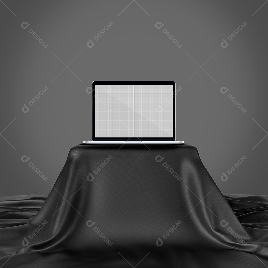Laptop Sobre Uma Mesa Mockup PSD Editável