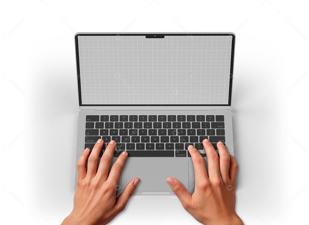 Mãos Mexendo em Notebook Mockup PSD Editável