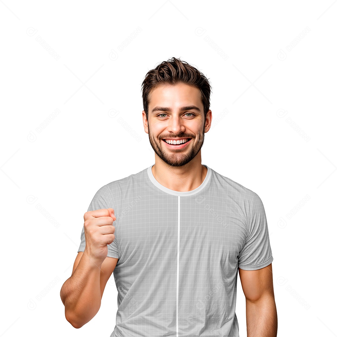 Homem Com Camiseta Mockup PSD Editável