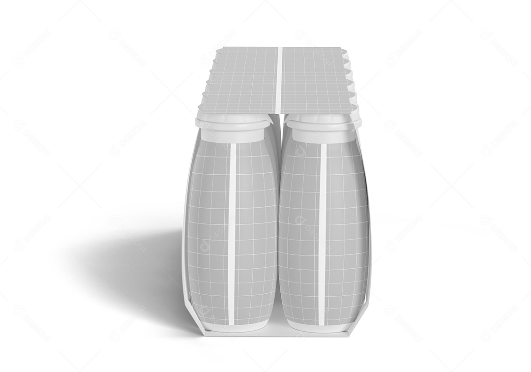 Garrafas de Iogurte Com Maquete de Caixa Mockup PSD Editável