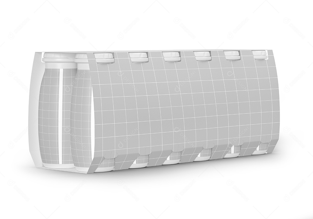 Garrafas de Iogurte Com Maquete de Caixa Mockup PSD Editável