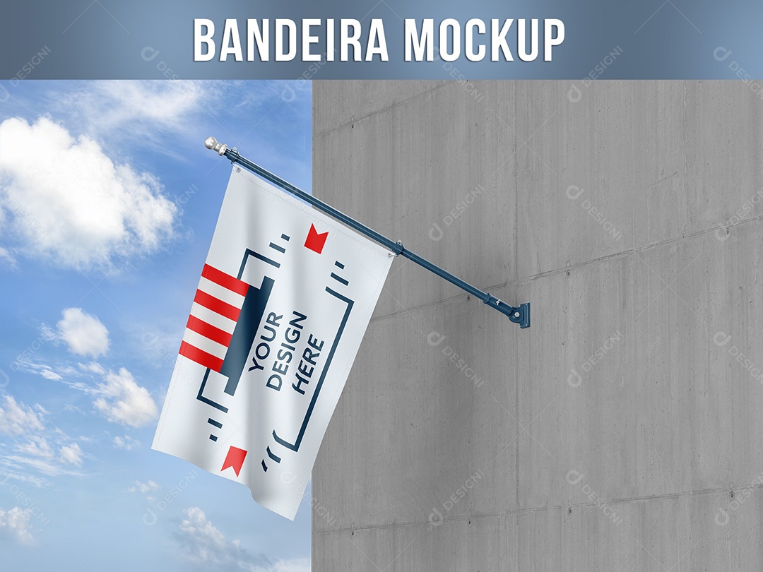 Bandeira de Parede Mockup PSD Editável
